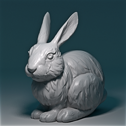BunnyRender.png Fichier OBJ gratuit Lapin assis. Aucun support n'est nécessaire !・Objet pour imprimante 3D à télécharger