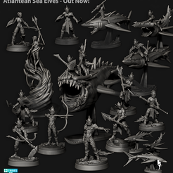 2022_10_All_SeaElves.png Archivo 3D Elfos marinos atlantes - Elfos de fantasía・Modelo de impresora 3D para descargar