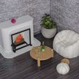 DSC_3544.jpg Miniature Fireplace in 1/12 scale - modern dollhouse furniture. Fireplace for BJD dolls.