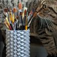 PXL_20230928_125416100.PORTRAIT~2.jpg Organizer with cubes as a texture, geo cube pen / pencil / brush holder, officially cat-approved