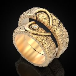 Wedding-ring-One-heart-for-two-12.jpg Archivo STL Alianza de boda Un corazón para dos・Modelo de impresora 3D para descargar