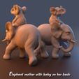 e3.jpg Elephant mother with baby on her back statue