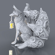 Levels 1 copy 4.png Kitsune - 9 tailed fox Miniature (60mm)