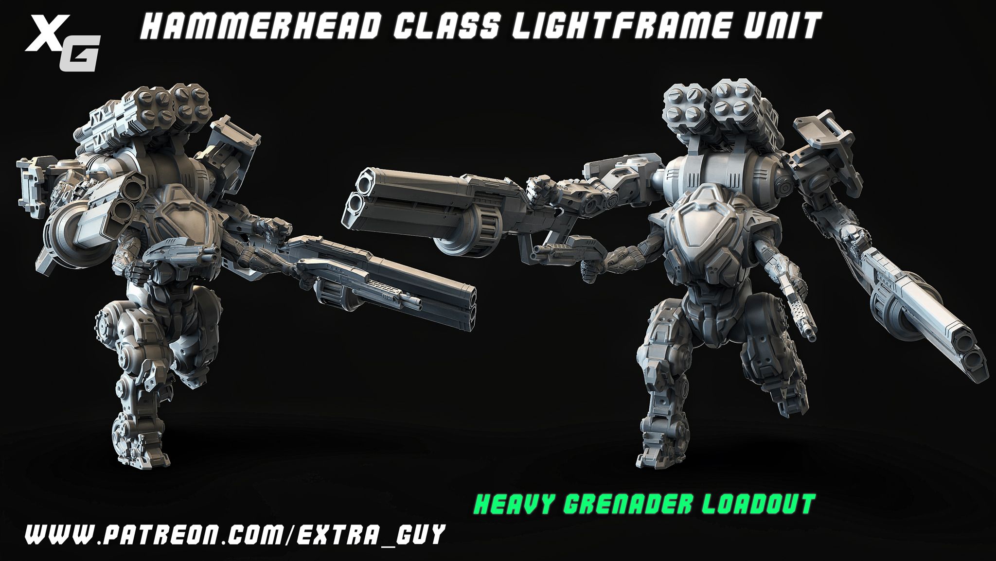 HannerHead_Class_Lighframe_32mm_02.jpg Descargar archivo HammerHead Class Light Frame 32mm base 3DPrintable • Plan para la impresión en 3D, dextraguy
