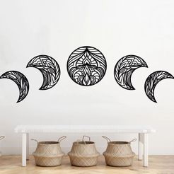mockup-yoga-moons.jpg STL file Phases of the Moon (Yoga) - Wall art・Model to download and 3D print