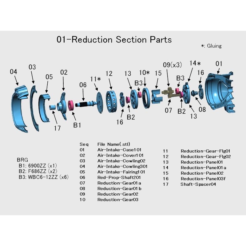 01-Reduction-Parts001.jpg Download free STL file Turboprop Engine • 3D printer template, konchan77