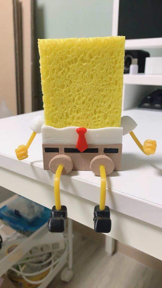 KakaoTalk_20210819_093321528.jpg STL file Sponge Holder(Spongebob shaped) Kitchen sink suction holder for sponge・3D print design to download, baekgongbang