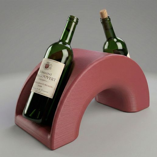 Modern Minimalist Bottle Stand STL - 3D Printed Wine Rack - Geometric Bottle Holder