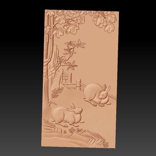 bas-relief of rabbits