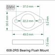 2 Me WLUW Q' OE >} ~<—— 49.0 mm ——> 608-2RS Bearing Flush Mount 608-2RS / 6900 2RS Bearing Flush Mount Diy Cnc Router - Mill - 3d Printer - Camera Slider - Etc 6082rs ( kfl08 replacement.) 8mm / 10mm acme