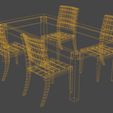 10.jpg Wooden Table & Chairs 3D Model