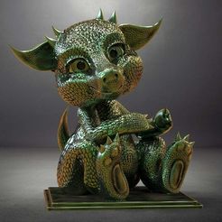 BabyDragon_Holder.55.jpg Fichier STL gratuit BABY DRAGON - Titulaire・Design imprimable en 3D à télécharger