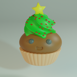 muffin1.png Archivo STL Lindo panecillo de Navidad・Objeto para impresora 3D para descargar
