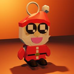 cutesantachain.jpg Cute Santa Clause 3D - Cute / Kawaii Santa / Christmas Decoration / Low Poly - Easy to print [KEYCHAIN VERSION]