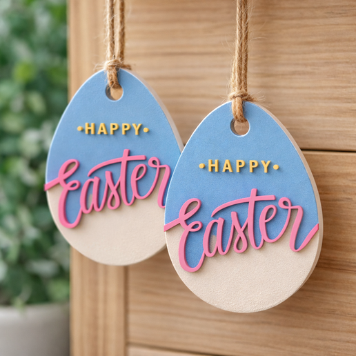 Happy Easter Ornament | Egg Keychain - Bag Charm | Spring Hanging Decor | Basket Tag