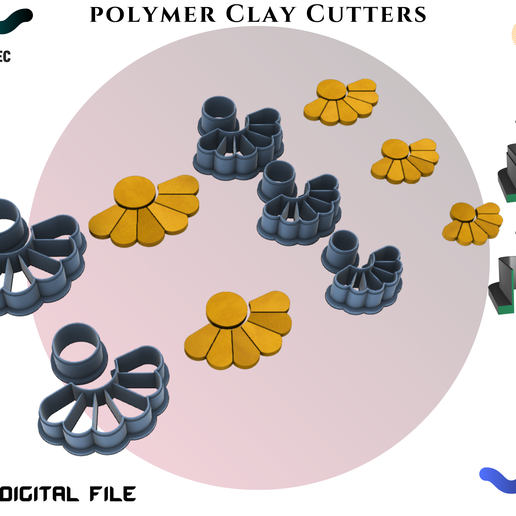 Polymer Clay Cutter 2 version cut *5 size/ Daisy Flower/EULITEC.COM/CC/COPYRIGHTED LICENSE 3D model