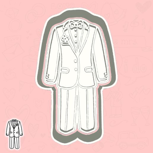 Wedding Day cookie cutters - wedding tuxedo (style 2)