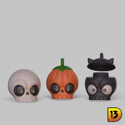 skull-keychain-04.png 3D file Skull keychain - candy jar・3D printing template to download