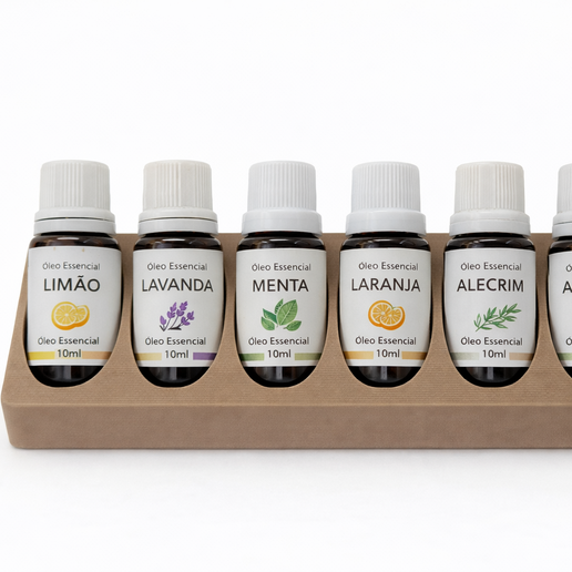 Modern Essential Oil Display - 3D Printable Inclined Exhibitor - 8 Bottle Version (5ml / 10ml)