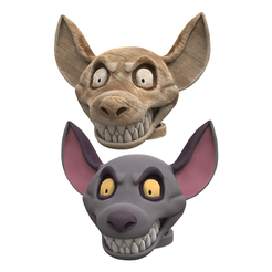 Hyenas-Dos-versiones-BANZAI-Enfadado.png STL file BANZAI (HYENA) - LION KING MUSICAL - MASK・3D printable model to download