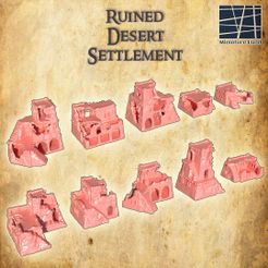 Ruined-Desert-Settlement-1-re.jpg Archivo 3D Asentamiento desértico en ruinas 28 mm Terreno de mesa・Design para impresora 3D para descargar