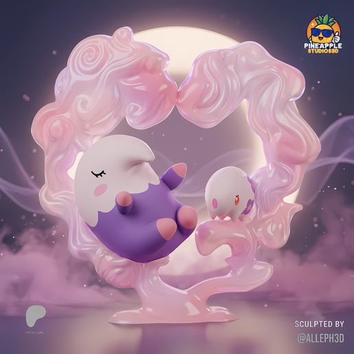 Munna & Musharna Dream Diorama – Multicolor Pokémon STL | 3D Printable Collectible
