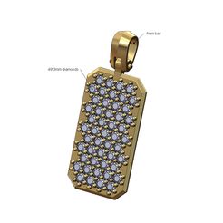 Iced-diamond-Dogtag-34x28p5-pendant-bail-00.jpg Colgante dogtag rectangular diamante helado modelo de impresión 3D