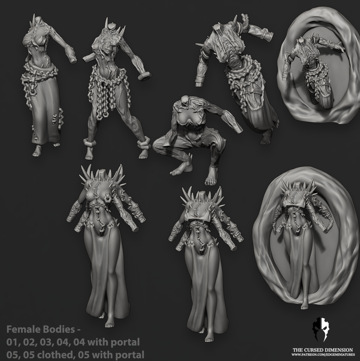 Breakdown_FemaleBodies.png STL file Cursed Warp Warriors - 01 - Cursed Elves・3D printer design to download, edgeminiatures