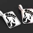 2.jpg Bigfoot Silhouette Fußabdruck Hundemarke - 18K Gold & Diamant Sasquatch Anhänger