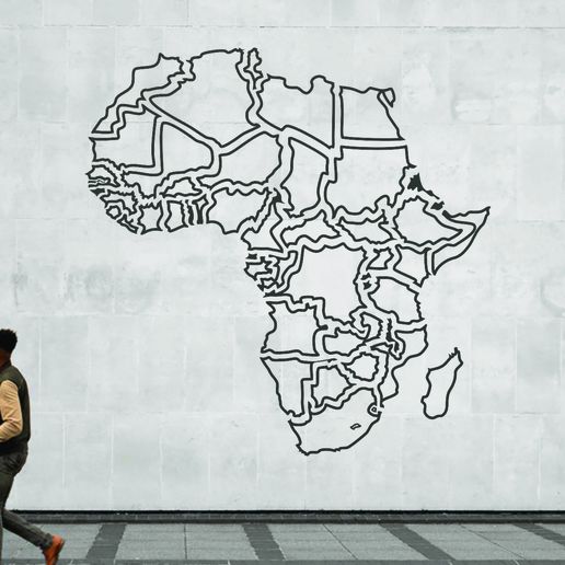 Abstract Africa Continent Countries Stroke Flat Surface - 3D model önizlemesi