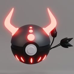 pokeball-fire-breed-render.jpg STL-Datei Pokemon Paldean Tauros Feuer-Rasse Pokeball・Design für 3D-Drucker zum herunterladen