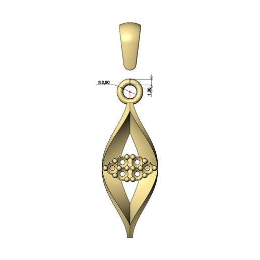 Tri-cluster-Mirored-Open-link-Leaf-pendant-06.jpg Треугольная подвеска с бриллиантовым кластером и шармом в виде витых листьев 3D печатная модель