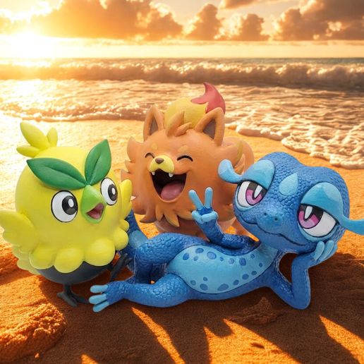 Generation 10 Starters Statue