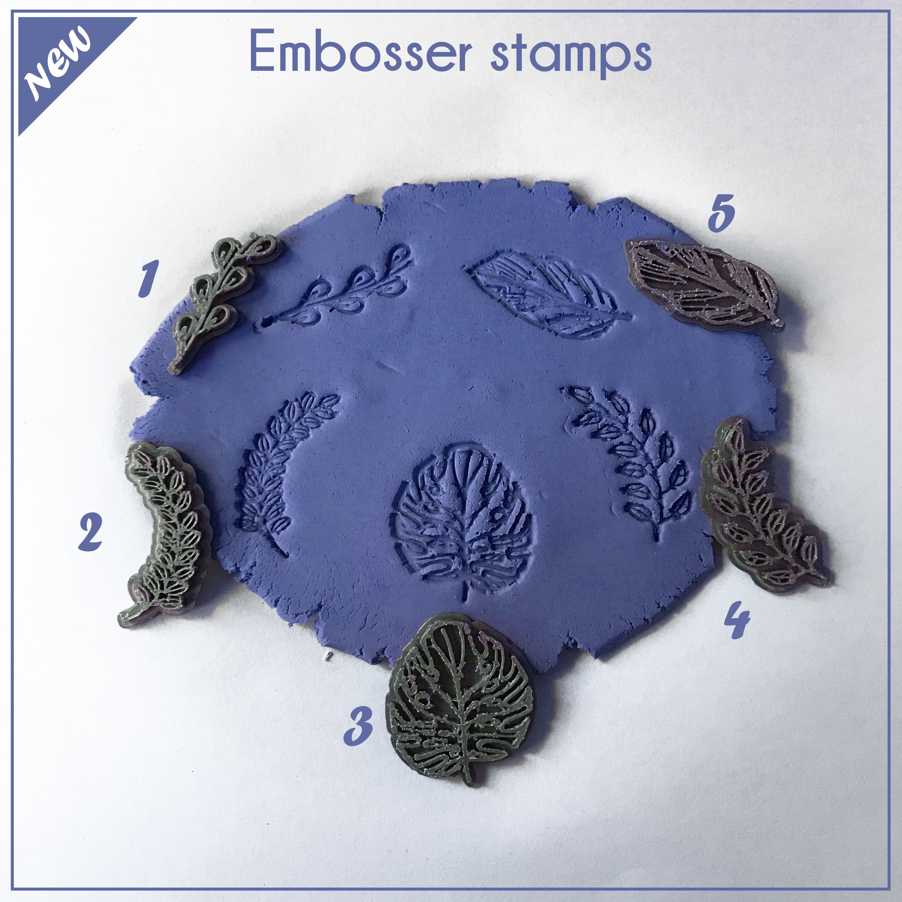 leaf8ab.jpg STL file Leaf set clay embosser stamp - Polymer clay tools - 3d printed polymer clay stamp・3D printing model to download, Keser