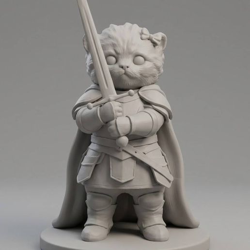 FULL MODEL + SEPARATE PARTS - KNIGHT KITTEN MEME – KNIGHT CAT WITH A SWORD
