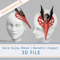site_thumbnail.jpg Archivo 3D Sara Kujou Mask | Genshin Impact Archivo 3D・Diseño para descargar y imprimir en 3D