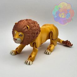 lion_01_wm2.jpg STL file Lion - Flexi Articulated Animal (print in place, no supports)・3D printing design to download