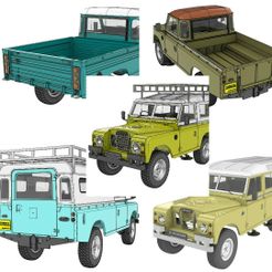 photo-collage-09-1.jpg 3MF file LAND ROVER SERIES III 5 in 1 collection 3d printable Rc body・3D printer model to download