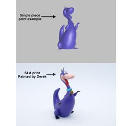 dino-plain-vs-painted1.jpg Fichier STL gratuit Dino Flintstone - Une pièce・Objet pour imprimante 3D à télécharger