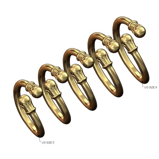 Lotus bead ends bypass band US sizes 5to9 3D print model 3D model