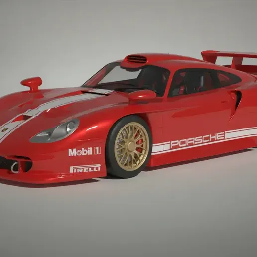 Porsche 911 GT1 Straßenversion – 1998 Race GT Car STL 3D Print Model