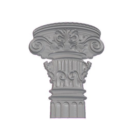 Ionic Column Capital with Scroll Volutes and Fluted Shaft STL