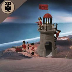 playmobil_lighthouse.jpg Fichier STL Maison de la lumière / Phare / Tour de garde Playmobil・Modèle à imprimer en 3D à télécharger