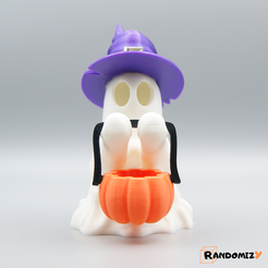 1.png 3D file Cute Ghost - Trick or Treat・3D printing idea to download
