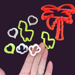 KitLlamasMix.jpg STL file Set of 8 mixed cutters. Flames, Cactus, Hearts and Palm Tree.・3D printing idea to download