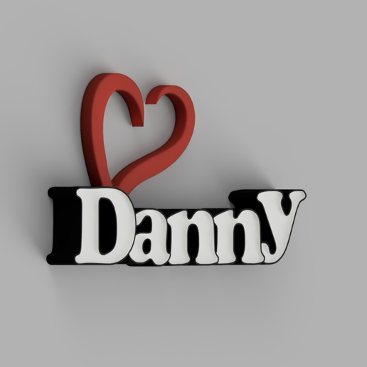 Danny R Name Tag Download STL file NameTag Led Name Lamp Danny with Heart • 3D print ...