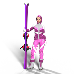 skigirl3.png STL file SKI GIRL 3・3D printer design to download