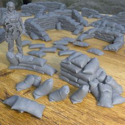 MMilitarySandBagShelter13.jpg Archivo STL 38 REALISTA SACO DE ARENA REFUGIO PARA TERRENO MILITAR 1/35 1/24・Objeto imprimible en 3D para descargar