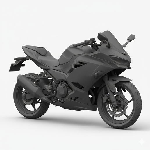 Kawasaki Ninja 400 motorcycle stand STL, motorcycle 3D model, motorcycle scale model, track bike STL, FDM friendly motorcycle, streetfighter motorcycle STL, sport bike STL, 1:64 motorcycle, dirt bike STL, low poly motorcycle, custom exhaust motorcycle STL