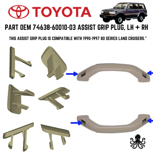 🚗 Toyota Assist Grip Plug #74638-60010-03 (Left Hand + Right Hand